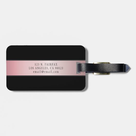 Elegante Imitate Rose Gold | Name & Initialen Gepäckanhänger (Rückseite horizontal)