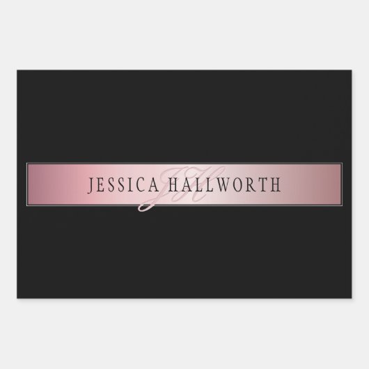 Elegante Imitate Rose Gold | Name & Initialen Geschenkpapier Set (Vorderseite 3)