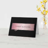 Elegante Imitate Rose Gold | Name & Initialen Karte (Gelbe Blume)