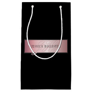 Elegante Imitate Rose Gold Name & Initialen Kleine Geschenktüte