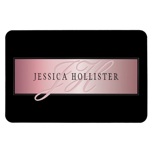 Elegante Imitate Rose Gold | Name & Initialen Magnet (Horizontal)