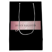 Elegante Imitate Rose Gold | Name & Initialen Mittlere Geschenktüte (Rückseite)