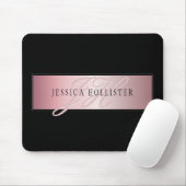 Elegante Imitate Rose Gold | Name & Initialen Mousepad (Mit Mouse)