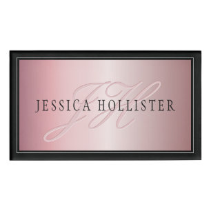 Elegante Imitate Rose Gold Name & Initialen Namenschild