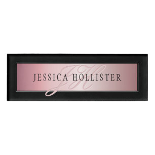 Elegante Imitate Rose Gold   Name & Initialen Namenschild