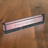 Elegante Imitate Rose Gold | Name & Initialen Namensplakette (Seite)