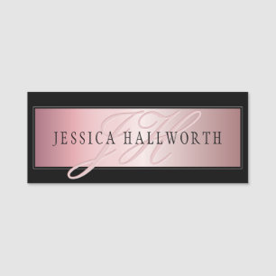 Elegante Imitate Rose Gold Name & Initialen Namensschild