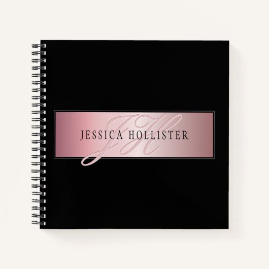 Elegante Imitate Rose Gold | Name & Initialen Notizblock (Vorderseite)