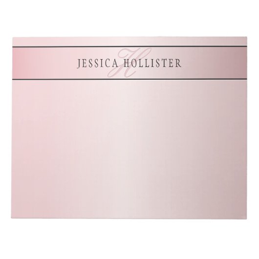 Elegante Imitate Rose Gold | Name & Initialen Notizblock (Vorderseite)