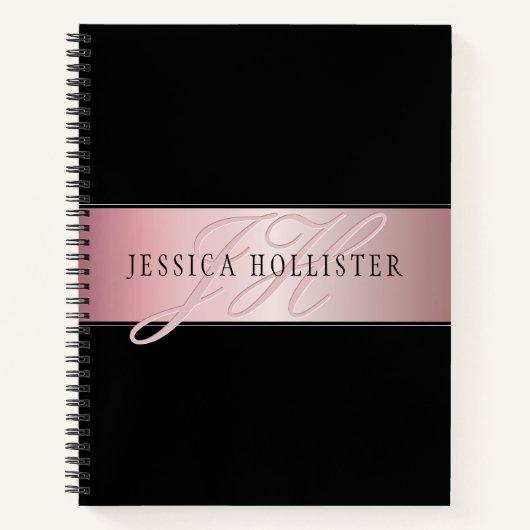 Elegante Imitate Rose Gold | Name & Initialen Notizblock (Vorderseite)