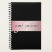 Elegante Imitate Rose Gold | Name & Initialen Planer (Vorderseite)