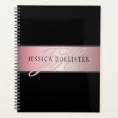 Elegante Imitate Rose Gold | Name & Initialen Planer (Vorderseite)