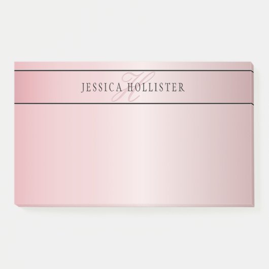 Elegante Imitate Rose Gold | Name & Initialen Post-it Klebezettel (Vorderseite)