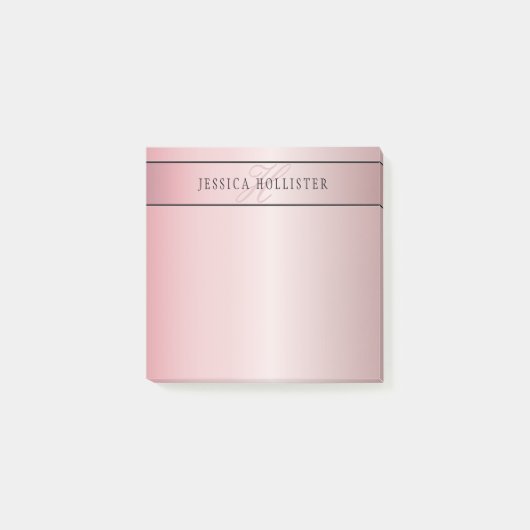 Elegante Imitate Rose Gold | Name & Initialen Post-it Klebezettel (Vorderseite)