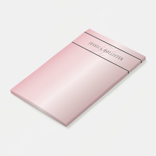 Elegante Imitate Rose Gold | Name & Initialen Post-it Klebezettel (angewinkelt)