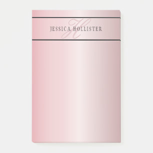 Elegante Imitate Rose Gold   Name & Initialen Post-it Klebezettel