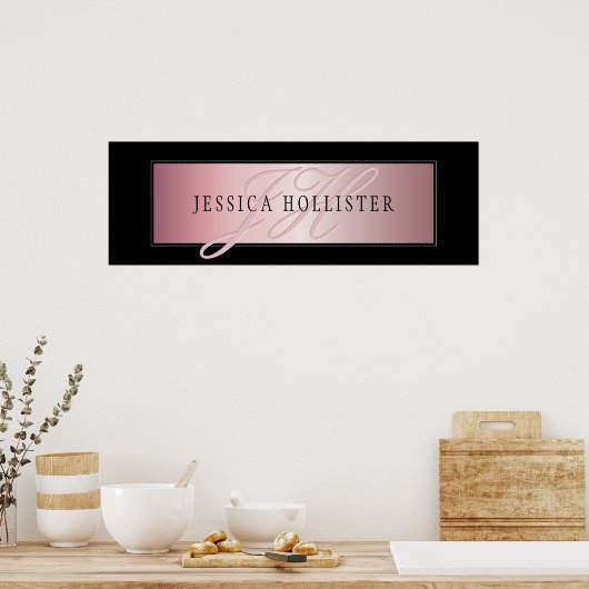 Elegante Imitate Rose Gold | Name & Initialen Poster (Küche)