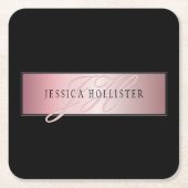 Elegante Imitate Rose Gold | Name & Initialen Rechteckiger Pappuntersetzer (Vorderseite)