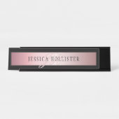 Elegante Imitate Rose Gold | Name & Initialen Schreibtischnamensplakette (Vorderseite )