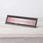 Elegante Imitate Rose Gold | Name & Initialen Schreibtischnamensplakette (Vorderseite )