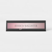 Elegante Imitate Rose Gold | Name & Initialen Schreibtischnamensplakette (Vorderseite )