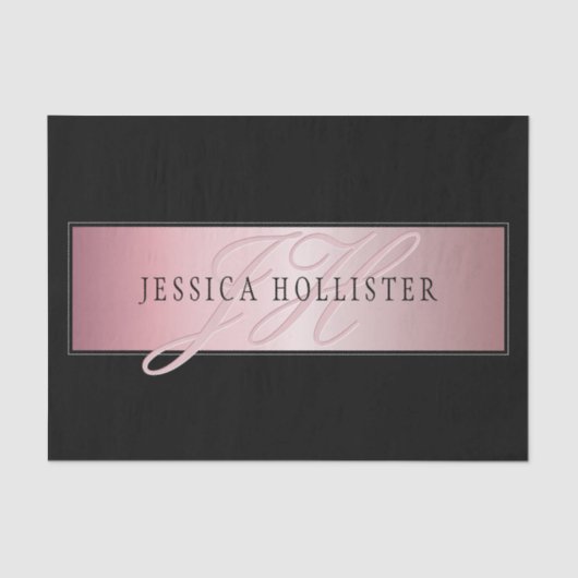 Elegante Imitate Rose Gold | Name & Initialen Seidenpapier (Vorderseite)