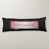 Elegante Imitate Rose Gold | Name & Initialen Seitenschläferkissen (Rückseite)