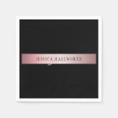 Elegante Imitate Rose Gold | Name & Initialen Serviette (Vorderseite)