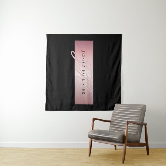 Elegante Imitate Rose Gold | Name & Initialen Wandteppich (Beispiel (Horizontal))