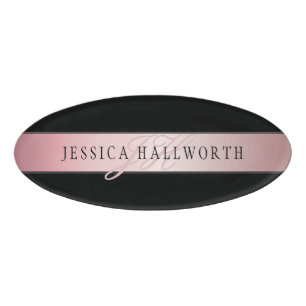 Elegante Imitate Rose Gold Name & Initials v2 Namenschild