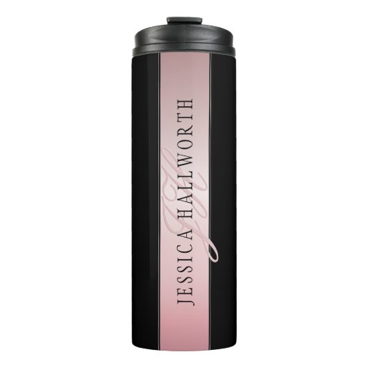 Elegante Imitate Rose Gold | Name & Initials v2 Thermosbecher (Vorderseite)
