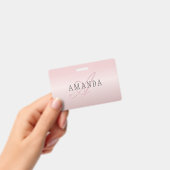 Elegante Imitate Rose Gold | Name und Monogramm Ausweis (Handheld)