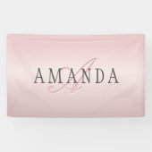 Elegante Imitate Rose Gold | Name und Monogramm Banner (Horizontal)