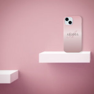 Elegante Imitate Rose Gold Name und Monogramm Case-Mate iPhone Hülle
