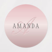 Elegante Imitate Rose Gold | Name und Monogramm Etiketten (Design 1)