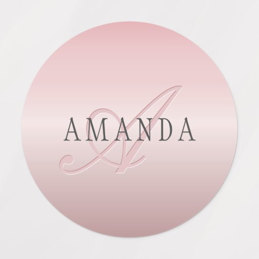 Elegante Imitate Rose Gold | Name und Monogramm Etiketten (Design 4)
