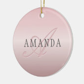 Elegante Imitate Rose Gold | Name und Monogramm Keramik Ornament (Links)