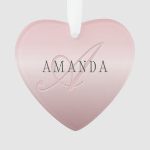 Elegante Imitate Rose Gold   Name und Monogramm Ornament