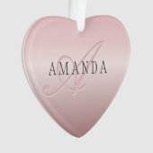 Elegante Imitate Rose Gold | Name und Monogramm Ornament (Vorderseite)