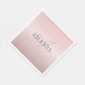 Elegante Imitate Rose Gold | Name und Monogramm Serviette (Ecke)