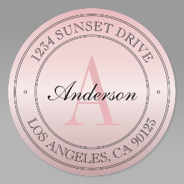 Elegante Imitate Rose Gold Ombre Pink Monogram Adr Runder Aufkleber