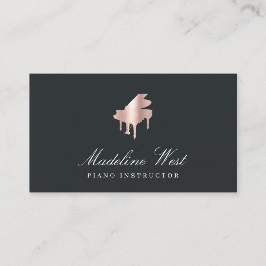 Elegante Imitate Rose Gold Piano Instructor Visitenkarte (Vorderseite)