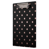 elegante Imitate Rose Gold schwarze Polka Punkte Klemmbrett (Links)