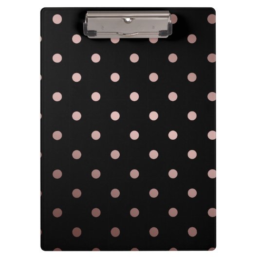 elegante Imitate Rose Gold schwarze Polka Punkte Klemmbrett (Vorderseite)