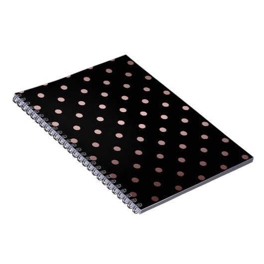 elegante Imitate Rose Gold schwarze Polka Punkte Notizblock (Rechte Seite)