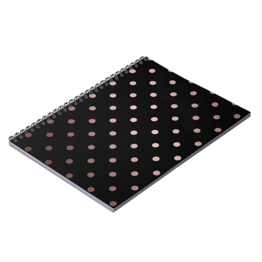 elegante Imitate Rose Gold schwarze Polka Punkte Notizblock (Linke Seite)