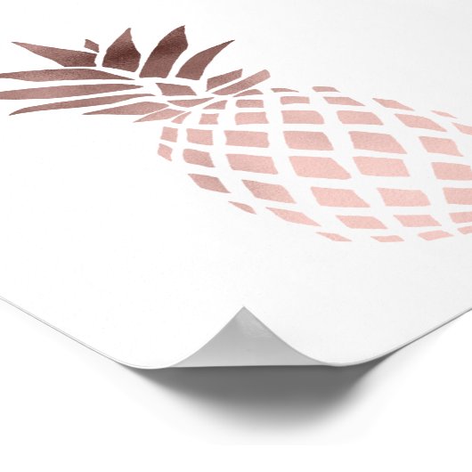 elegante Imitate Rose Goldene Ananas Poster (Ecke)