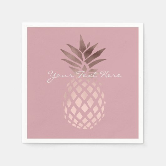 elegante Imitate Rose Goldene Ananas Serviette (Vorderseite)