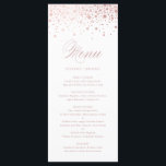 Elegante Imitate Rose Menükarte<br><div class="desc">Mit dieser individuell anpassbaren Menükarte fügen Sie Ihrem Event-Tablescape einen eleganten Akzent hinzu. Es zeigt Imitate Rose Gold-Folie Konfetti Punkte mit einem eleganten Skript. Personalisieren Sie diese elegante Menükarte,  indem Sie Ihre eigenen Details hinzufügen. Dieses Imitat Rose Goldfolie-Menü Karte ist ideal für Hochzeiten,  Brautpartys,  Babyduschen,  und so viel mehr.</div>
