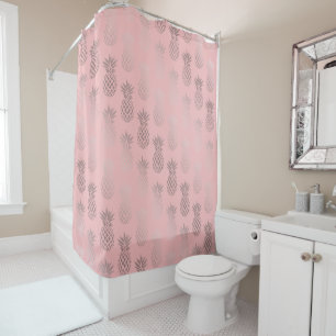 Elegante Imitate Rose Rosa Ananas Muster Duschvorhang